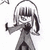 Pixelated grayscale icon of a character with long dark hair, bangs, and a white headband, holding a microphone near their mouth.