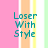 Pixelated text 'Loser With Style' in teal on a vertical striped background of pink, white, peach, yellow, and light green.