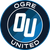 Circular blue and white icon with stylized 'DU' letters at center, surrounded by pixelated text on top and bottom rings.