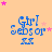 identical blue text icons on a peach background, each displaying "Girl Sebs or xx" with pink stars scattered around