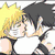 Pixelated anime-style buddy icon featuring two characters embracing, with one character having spiky blonde hair and the other dark hair.