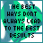 Animated icon with green and blue background displaying text 'THE BEST HATS DONT ALWAYS LEAD TO THE BEST RESULTS' in pixelated font, showing text corruption across frames.