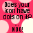 A pink background with light pink and white dots, featuring black text reading "Does your icon have dots on it? ... HOO!" in a pixelated font.