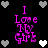 Black background with pink text "I Love My Girl" and alternating white/gray heart icons in a pattern