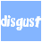 Pixelated white text on light blue background changes from 'disgust' to 'you disgust me'