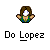 A static contact sheet of 8 identical pixel art frames showing a cartoon character with brown hair and white eyes, each labeled "Do Lopez" below the icon.