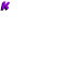 Multiple purple 'K' shapes on gray background, some with black outlines, one with purple decorative tails.