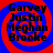 Four identical circular icons arranged in a , each with red and blue spiral background and black text listing names