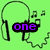 Green background with black headphones outline, purple 'one' text over it; orange 'love' on pink background with white object; blue 'music' and play button on colorful abstract shape.