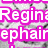 Pixelated text in bright pink outlines with white fill overlays a grayscale background of repeated cartoon faces, displaying partial phrases like 'Regina', 'ephairy', and 'And'