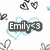 Pixelated icon with 'Emil' text in white on dark gray, surrounded by light blue heart outlines and scattered black-and-white pixel hearts.