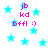 A static image with cyan stars on a white background and pink text reading 'jb kd bffl :)'.