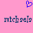 A static image with a pink background features a blue pixelated heart symbol above two identical lines of dark blue pixelated text reading "michaele".
