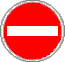 Red circular icon with white horizontal bar, changing to jagged mouth and eyes in subsequent frames.
