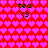 Pixelated icon with repeating pink heart pattern on red background, four identical text blocks reading 'tea' above '<3' symbols.