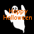 White ghost icon with orange 'Happy Halloween' text on black background, transitioning to gray and dark gray versions.