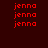 Red pixelated text 'jenna' repeated across a dark red background with white rectangular overlays in various positions.