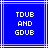 Blue background with white lines and pixelated text reading "TDUB AND GDUB" in three