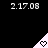 six identical triangular icons with a heart symbol, each labeled '2.17.08' in pixelated text above and below