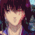 Pixelated anime-style character with dark hair and red eyes, wearing a blue top, shown in multiple views including full face, close-up eyes, and mouth expressions.