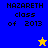 Two side-by-side display "NAZARETH class of 2013" text with a yellow star on blue background and a blue star on yellow background