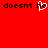 Red background with black pixelated text 'doesnt he' and a white heart-shaped icon replacing the letter 'e' in the middle word.