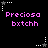 Pixelated text 'Preciosa bxtchh' in pink appears below white and gray star icons on a black background, with alternating star states across six positions.