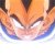 Close-up of a character's face with orange hair, dark eyebrows, and white eyes against a blue background.
