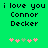 Green background with black pixelated text reading 'i love you Connor Decker' and five pink and green pixelated flowers below.