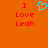 A static pixel art image with orange background, red text reading "I Love Leah" on both sides of a cyan heart symbol.
