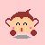 Pixelated character with brown hair, pink cheeks, and red mouth on light pink background, showing four variations of hand and eye positions.