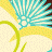 six identical pixelated icons featuring a stylized blue and yellow floral design with the name "Nicole" in gray text below