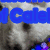 A pixelated image of a dog's face with overlaid text in blue, red, and pink colors across four quadrants.
