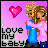 Animated pixel art contact sheet showing a couple embracing with changing text and heart symbols on pink background.