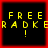 Four identical pixelated display yellow text on black with red borders, each reading "FREE RANKER!" in a retro digital style