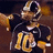 A pixelated figure in a dark uniform with gold accents holds a golden object, standing against a brown background.