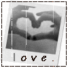 A grayscale heart-shaped icon with 'love.' text below, showing subtle animation changes across frames.