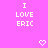 Pixelated text on a pink background with two heart symbols below, showing 'I LOVE ERIC' in white block letters.