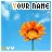 A 4x4 contact sheet of animated frames showing a sunflower icon with changing text and small yellow symbols against a blue sky background.