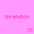 Pink background with repeated 'brandon' text and pixelated hearts in a pattern, showing animation changes between frames
