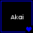 Four black square with blue borders display "Aka" text and varying heart symbols in a