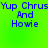 Blue pixelated text 'Yup ChrusyAnd Howie' repeated in a on bright green background with no visible animation changes