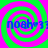 Four identical display a green and pink spiral background with blue text reading "noah*33" in each