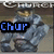 Pixelated character in blue armor with yellow eyes, two states showing text changes from 'Chur' to '-1'.