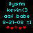 Pixelated cyan text and red symbols on black background with two variations of heart arrangement.