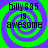 Four identical display 'billy685 is awesome' text over green and purple spiral backgrounds with pixelated font