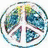 six distinct pixel-art icons featuring peace symbols, text, hearts, and a smiley face with tongue
