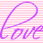 A 48x48 pixel animated contact sheet showing two frames of a 'Love' text animation with striped background, where the left frame is purple and right frame is pink.
