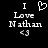 Pixelated black background with white text and symbols: 'I Love Nathan <3' on left, 'I Love Nathan' on right, heart symbol on left frame.