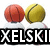 Two basketballs and two tennis balls arranged in a with text overlays, showing animation changes in text and background elements